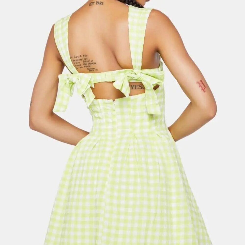 For Love & Lemons Women's Green and Yellow Dress